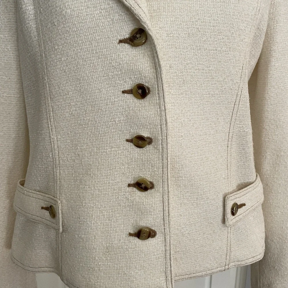 Vintage Custom Tailored By Nardis Of Dallas Blazer Jacket Cream Vintage - Picture 2 of 9